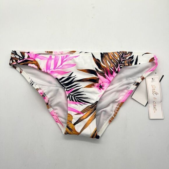Salt + Cove Women's Tropic Time Printed Cinch-Back Bikini Bottoms Size Medium - Picture 2 of 16